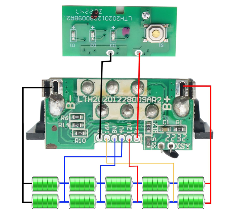 Carcasă acumulator 20V DCB200 / DCB205 / DCB206, compatibilă DeWalt, cu BMS integrat, 10 celule – 2
