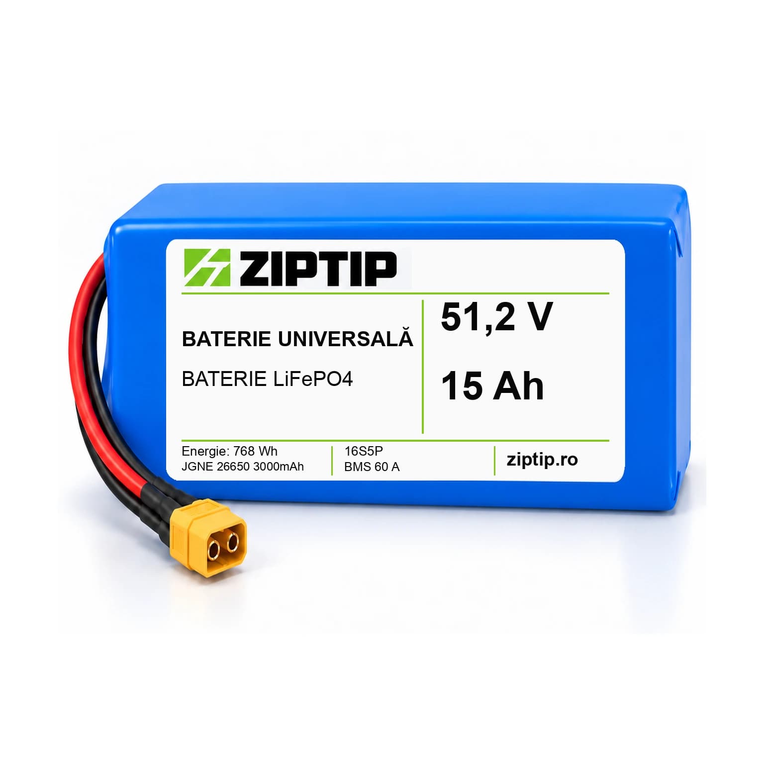 Baterie universală LiFePO4 48V, 15–33,5 Ah | ZipTip