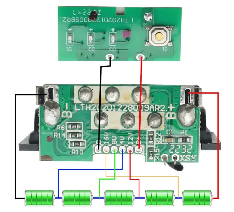 Carcasă acumulator 20V DCB200 / DCB205 / DCB206, compatibilă DeWalt, cu BMS integrat, 5 celule 5